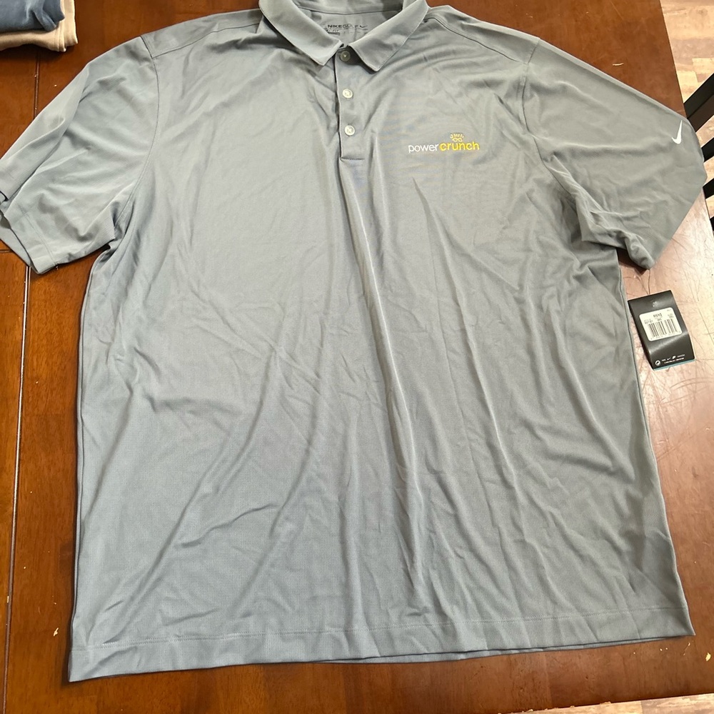 New men's nike Dri-FIT Polo golf shirt power crunch logo grey 2xl